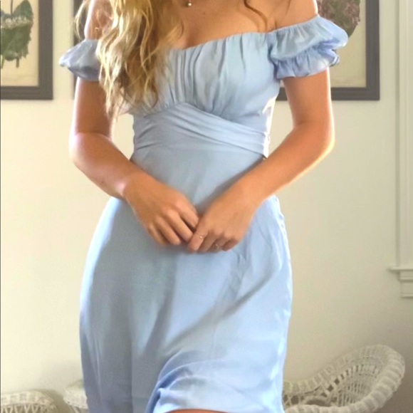 Hello Molly Light Blue Off-Shoulder Maxi Dress - Picture 4 of 4
